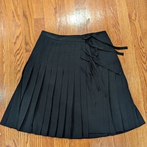 Retro Chic Preppy Black Pleated Skirt M